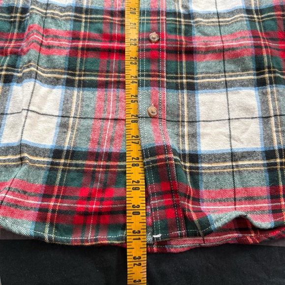 Old Navy flannel shirt plaid white green red winter warm Christmas Large NWT - Picture 11 of 11
